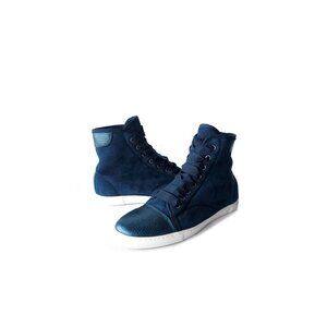 LANVIN SNEAKERS SZ 37 Blue Shearling High-Top Sneakers Womens 6.5